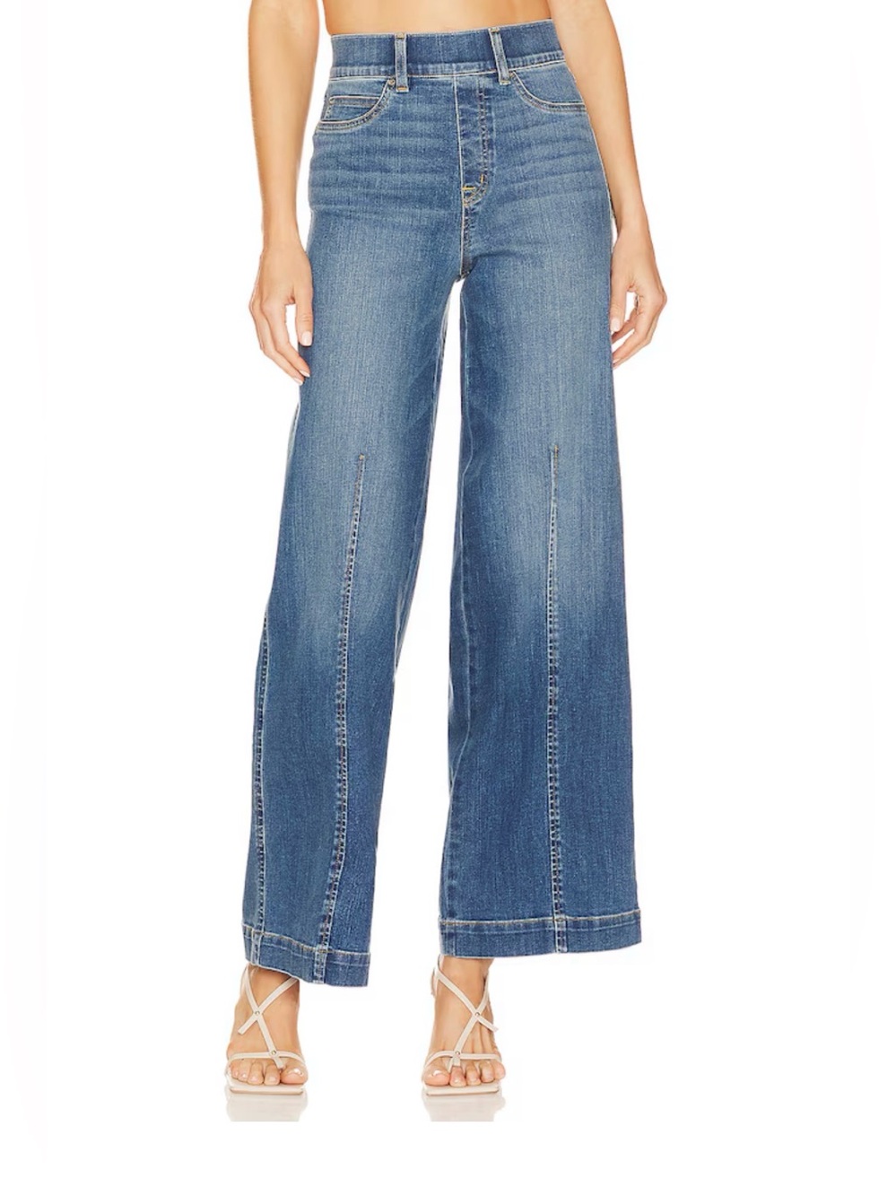 NWT SPANX Seamed Front Wide Leg Pull-On Stretch Jeans Size 1XP- 32” inseam